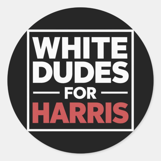 Adesivo White Dudes For Kamala-Harris Para 2024 Presidente (Frente)