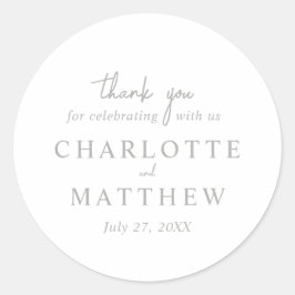 Adesivo White e Silver Script Obrigado Vinheta de Casament