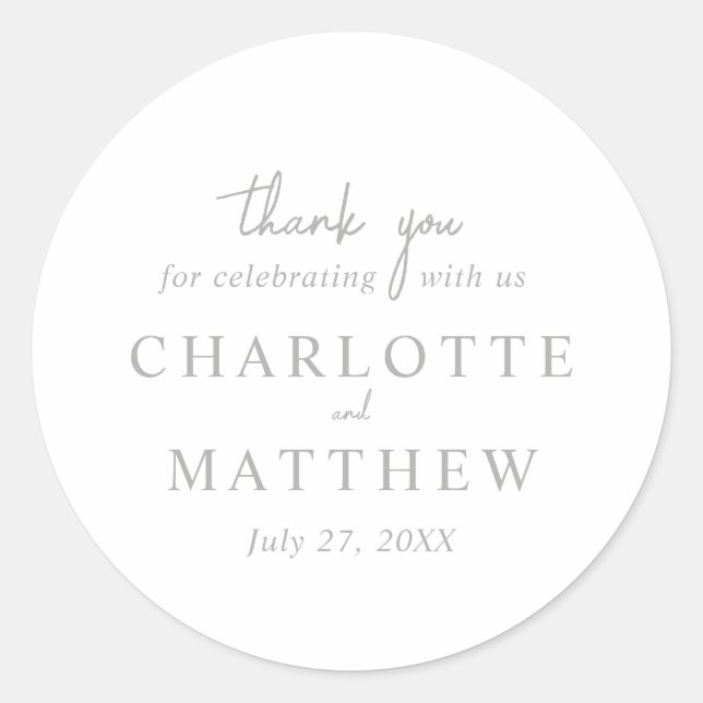 Adesivo White e Silver Script Obrigado Vinheta de Casament (Frente)