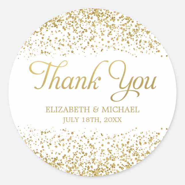 Adesivo White Faux Dourado Casamento de Literatura Obrigad (Frente)