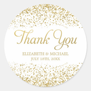 Adesivo White Faux Dourado Casamento de Literatura Obrigad