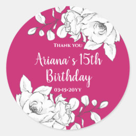 Adesivo White Floral Magenta Birthday