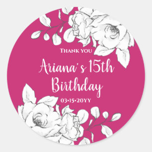 Adesivo White Floral Magenta Birthday