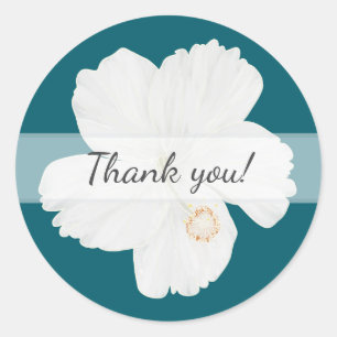 Adesivo White Hibiscus Obrigado Vinhetas De Casamento