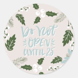 Adesivo White Holly Botanical Não Abrir Até O Natal