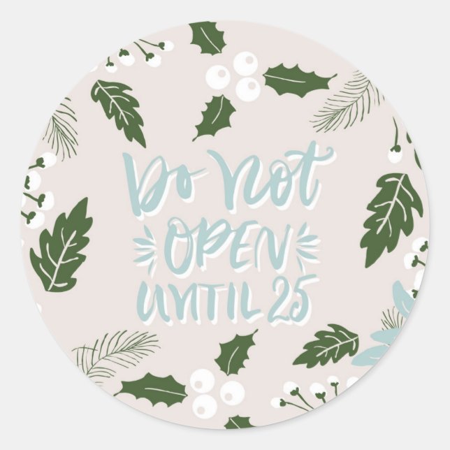 Adesivo White Holly Botanical Não Abrir Até O Natal (Frente)