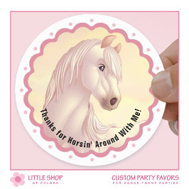 Adesivo White Horse Birthday Party Favor Thank You