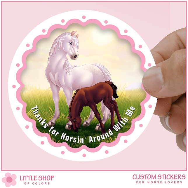 Adesivo White Horse Foal Birthday Party Favor Thank You (Criador carregado)