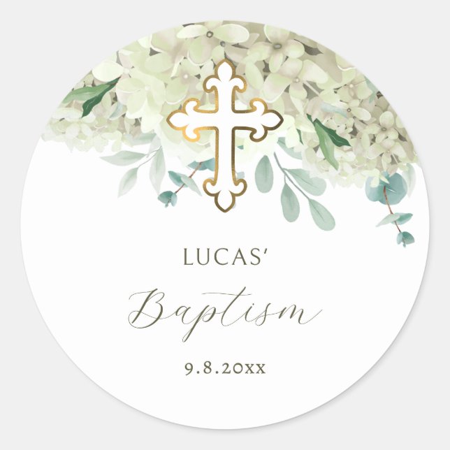 Adesivo White Hydrangea Baptism Sticker (Frente)
