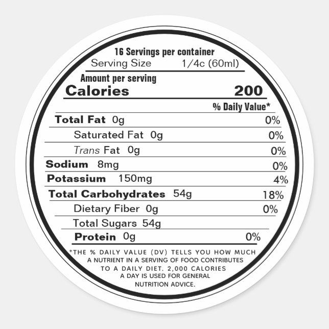 Adesivo White Label Maple Syrup Nutrition 2020 (Frente)