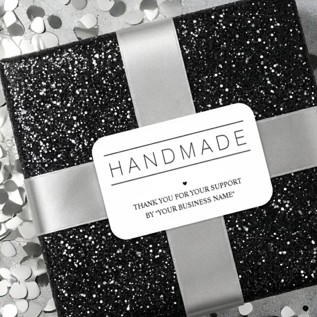 Adesivo White Minimalist Handmade Artisan Gratitude  (Artisan Gratitude: White Minimalist Sticker for Small Handmade Businesses.)