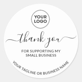 Adesivo White Minimalist Thank You Logo  Round Sticker