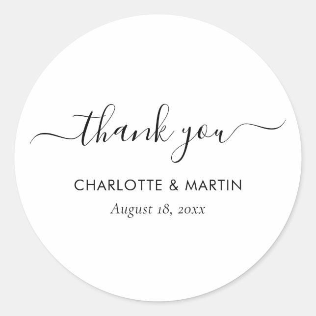 Adesivo White Modern Script Wedding Thank You (Frente)