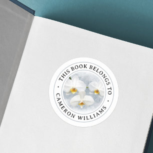 Adesivo White orchid phalaenopsis painting book label