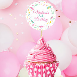 Adesivo White Pastel Butterfly Girl’s Garden cupcake toppe