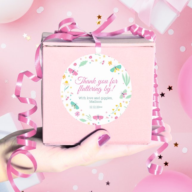 Adesivo White Pastel Butterfly Girl’s Garden Favor Label (Criador carregado)