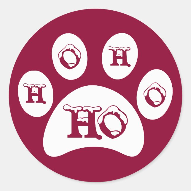 Adesivo White Paw Print com Captura de Neve "Ho, Ho, Ho" (Frente)