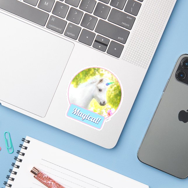 Adesivo White Pony Unicorn (Notebook com iPhone)