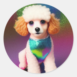 Adesivo White Poodle com Creme Ears no Rainbow Sparkle