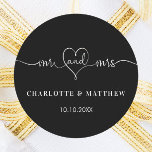 Adesivo White preto casado mr ra. Heart script