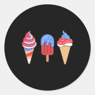 Adesivo White Red Blue Sorvete American Flag 4 De Julho