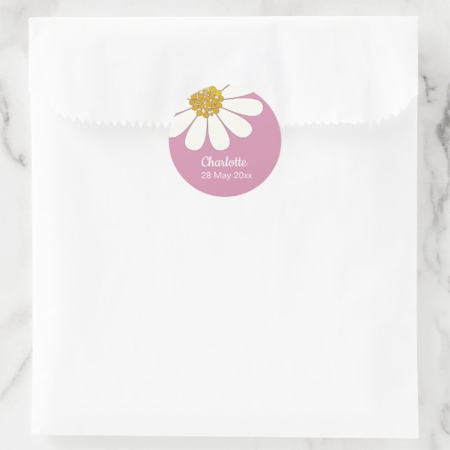 Adesivo White Retro Modern Daisy Flower Personalizado Aniv (Bolsa)