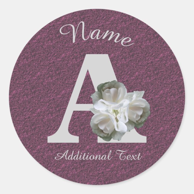 Adesivo White Rose Bouquet Monogram A Personalized   (Frente)