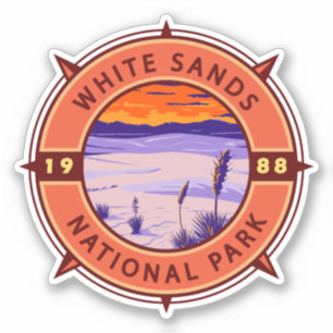 Adesivo White Sands National Park Retro Compass Emblem