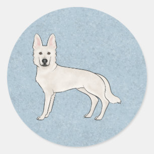 Adesivo White Shepherd White GSD Cartoon Dog Blue