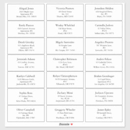 Adesivo White Simple, moderno endereço de convidados de Na