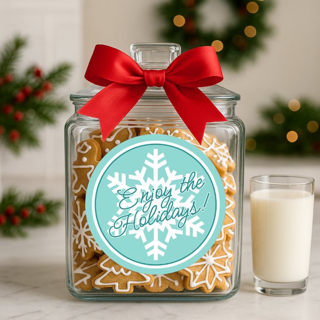 Adesivo White Snowflake On Teal Aqua Turquoise Blue Green (Criador carregado)