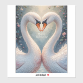 Adesivo White Swans Valentine Romantic Love Birds