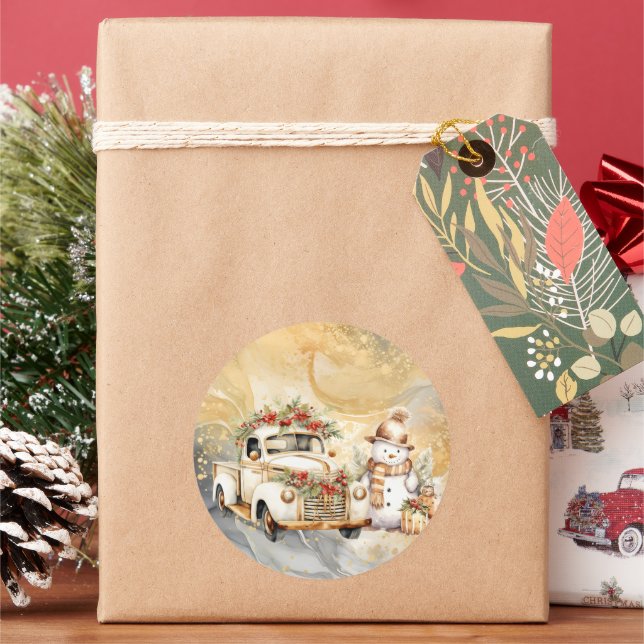 Adesivo White Vintage Caminck Dourado Sky Snowman Natal (Feriado)