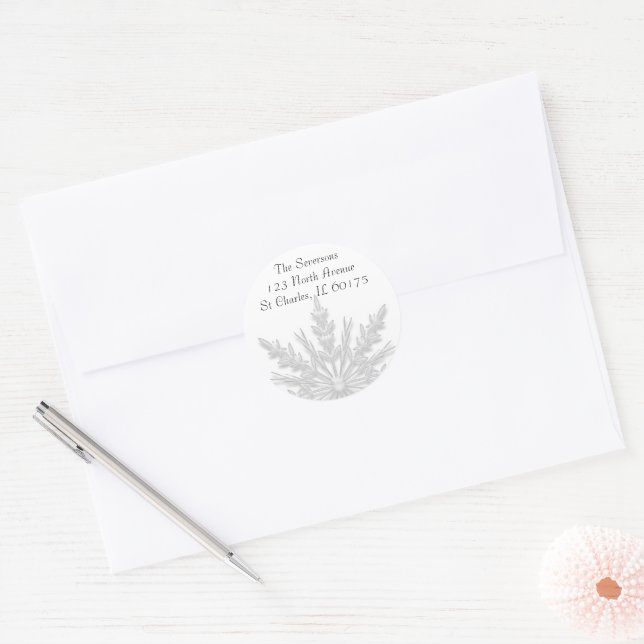 Adesivo White Winter Snowflake Return Address (Envelope)