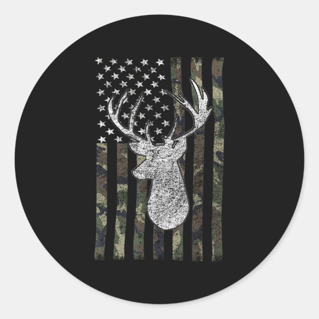 Adesivo Whitetail Buck Deer Hunting American Camouflage US (Frente)