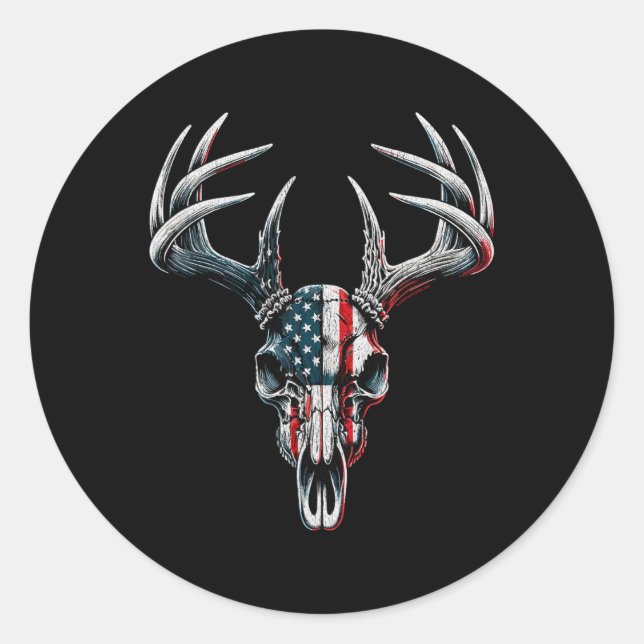 Adesivo Whitetail Deer Hunting - Bandeira Americana Em Buc (Frente)