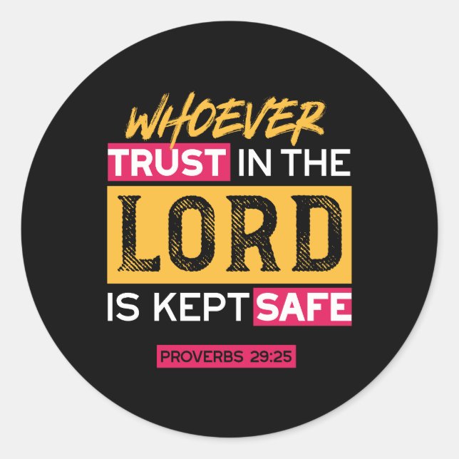 Adesivo Whoever Trusts in the Lord Is Kept Safe Quote (Frente)
