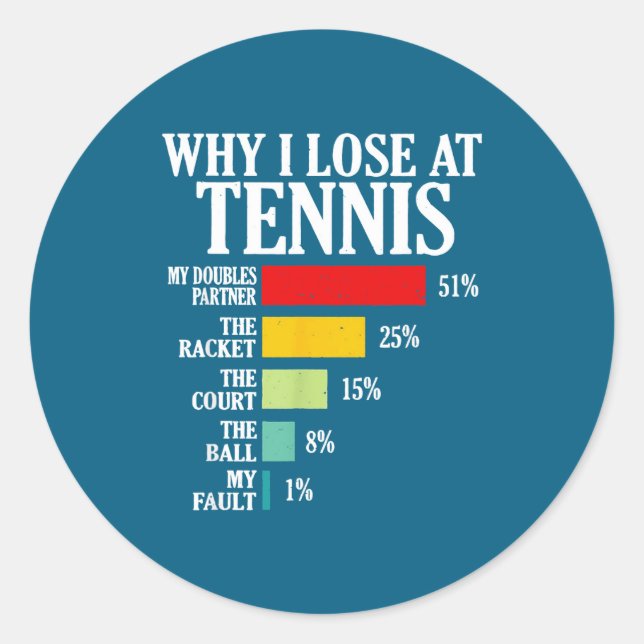 Adesivo Why I Lose At Tennis Funny Tennis Player Quote  (Frente)
