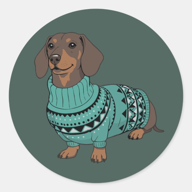 Adesivo Wiener Dog Christmas Ugly Sweater Dachshund Pet  (Frente)