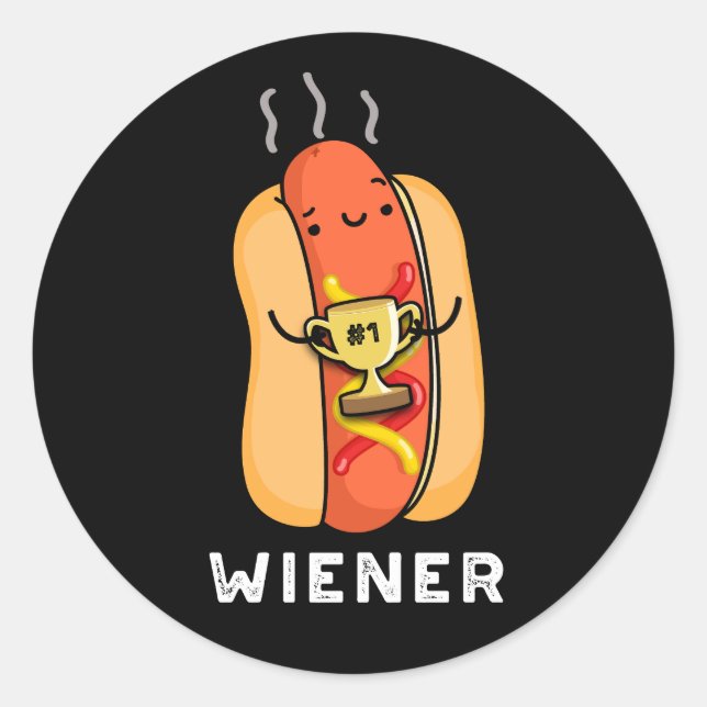 Adesivo Wiener Funny Sausage Pun Dark BG (Frente)