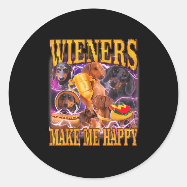 Adesivo Wieners Make Me Happy Funny Dachshund Dog Lover  (Frente)