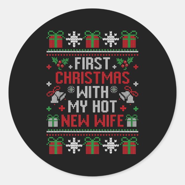 Adesivo Wife Husband First Christmas Just Married Christma (Frente)