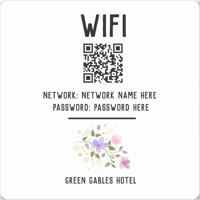 Adesivo WiFi Sticker Hotel com código QR (Frente)
