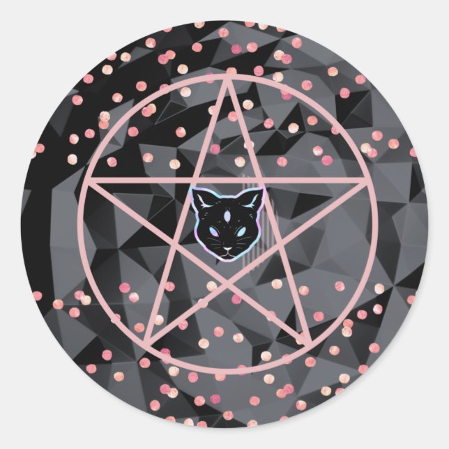 Adesivo WiizyWitch Magic Witch Cosmic Cat Pentacle Magick (Frente)
