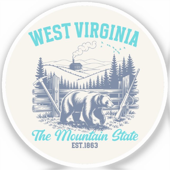 Adesivo Wild and Scenic West Virginia State Pride Design (Frente)
