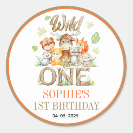 Adesivo Wild One Animal 1st Birthday Party | Safari Jungle