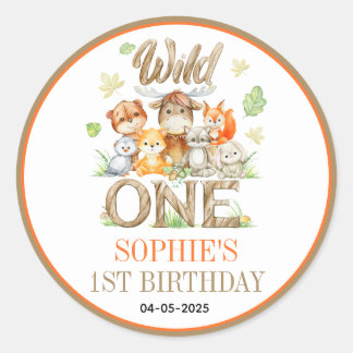 Adesivo Wild One Animal 1st Birthday Party | Safari Jungle