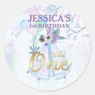 Adesivo Wild One First Birthday Blue TeePee Boho