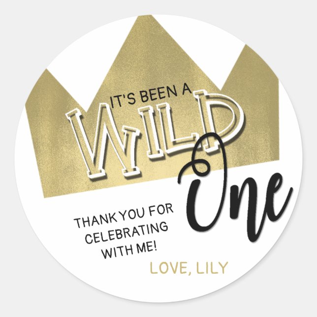 Adesivo Wild One, Obrigado, Sticker Birthday Favor (Frente)