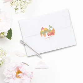 Adesivo Wild One Retro Rainbow Daisy Primeiro Aniversário